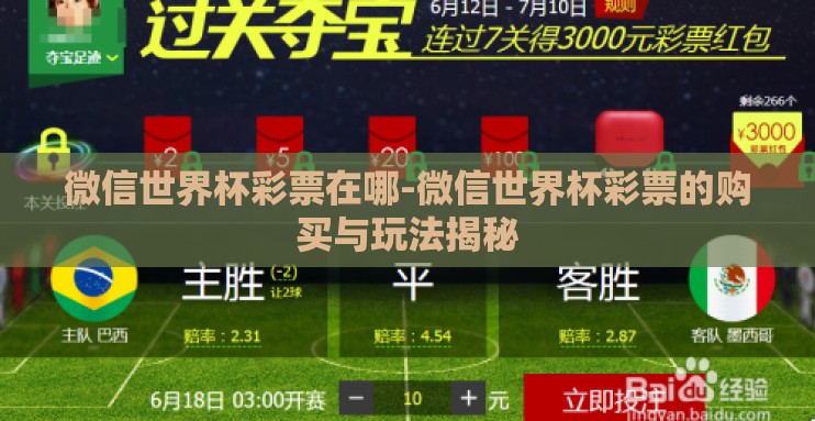 微信世界杯彩票在哪-微信世界杯彩票的购买与玩法揭秘