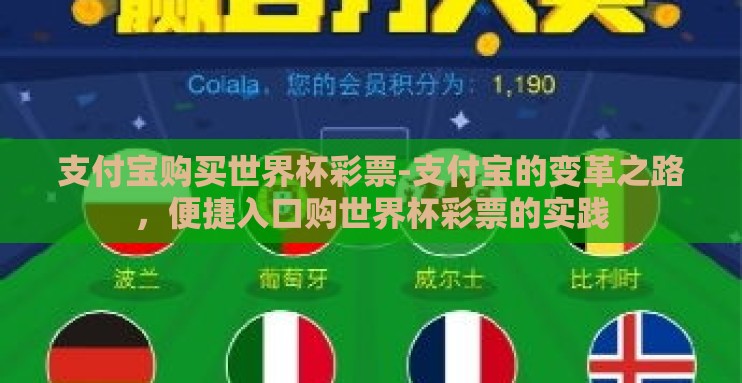 支付宝购买世界杯彩票-支付宝的变革之路,便捷入口购世界杯彩票的实践 支付宝购买世界杯彩票-支付宝的变革之路,便捷入口购世界杯彩票的实践