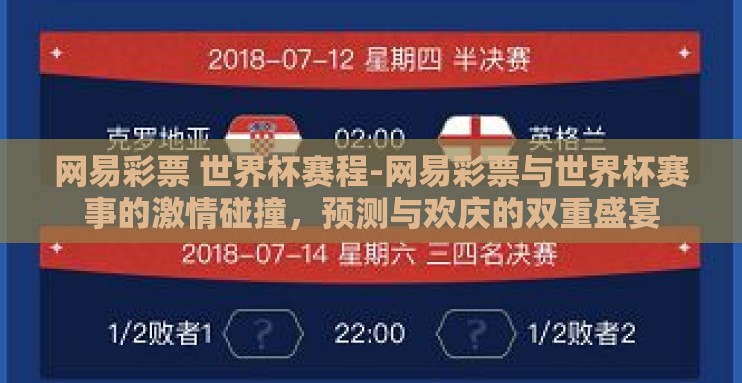 网易彩票 世界杯赛程-网易彩票与世界杯赛事的激情碰撞,预测与欢庆的双重盛宴 网易彩票 世界杯赛程-网易彩票与世界杯赛事的激情碰撞,预测与欢庆的双重盛宴