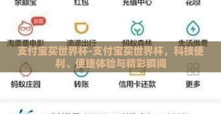 支付宝买世界杯-支付宝买世界杯，科技便利、便捷体验与精彩瞬间