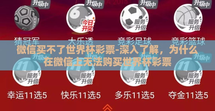 微信买不了世界杯彩票-深入了解，为什么在微信上无法购买世界杯彩票