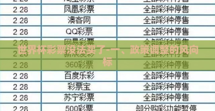 世界杯彩票没法买了-一、政策调整的风向标
