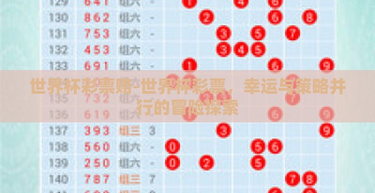 世界杯彩票赔-世界杯彩票，幸运与策略并行的冒险探索