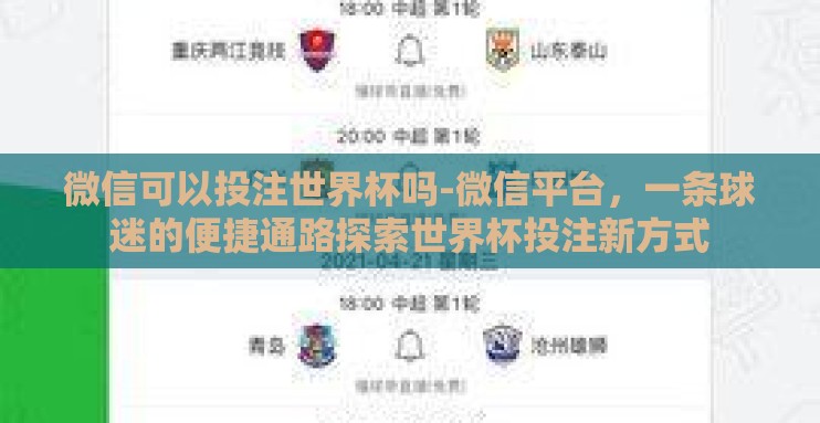 微信可以投注世界杯吗-微信平台，一条球迷的便捷通路探索世界杯投注新方式