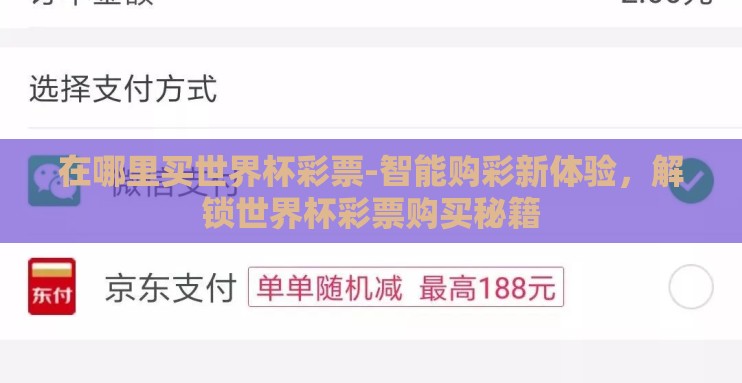 在哪里买世界杯彩票-智能购彩新体验，解锁世界杯彩票购买秘籍