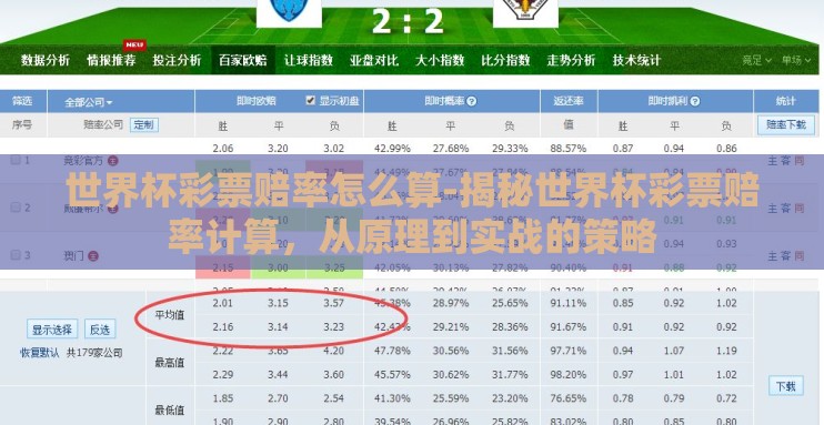 世界杯彩票赔率怎么算-揭秘世界杯彩票赔率计算，从原理到实战的策略