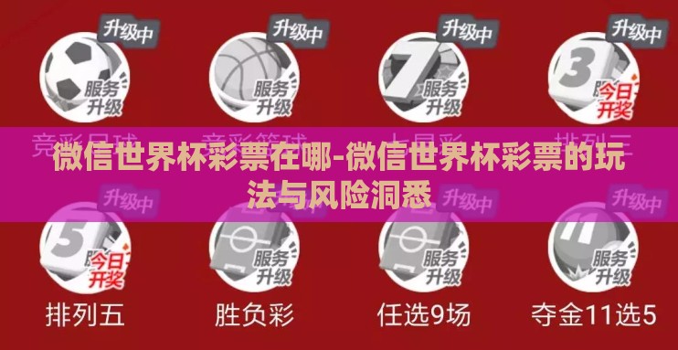 微信世界杯彩票在哪-微信世界杯彩票的玩法与风险洞悉