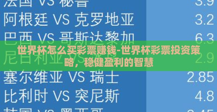 世界杯怎么买彩票赚钱-世界杯彩票投资策略，稳健盈利的智慧