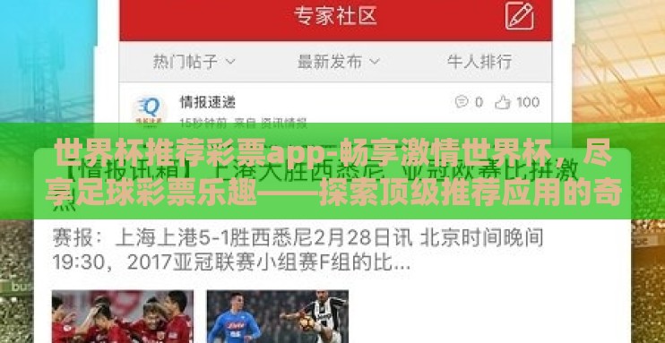 世界杯推荐彩票app-畅享激情世界杯，尽享足球彩票乐趣——探索顶级推荐应用的奇妙旅程