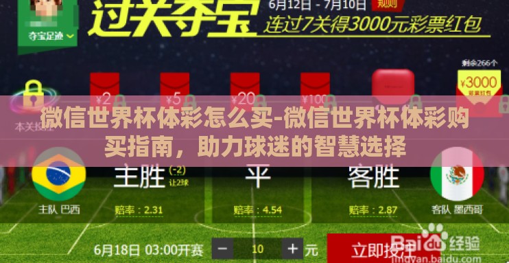 微信世界杯体彩怎么买-微信世界杯体彩购买指南，助力球迷的智慧选择