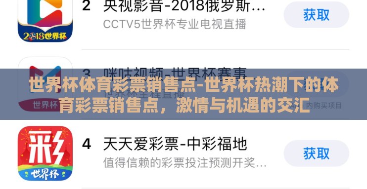 世界杯体育彩票销售点-世界杯热潮下的体育彩票销售点,激情与机遇的交汇 世界杯体育彩票销售点-世界杯热潮下的体育彩票销售点,激情与机遇的交汇