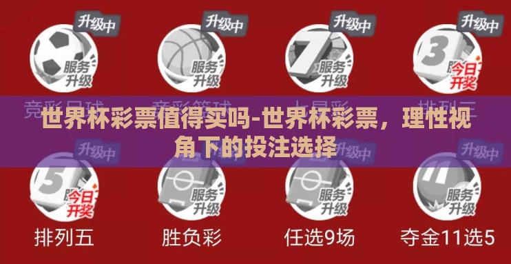 世界杯彩票值得买吗-世界杯彩票，理性视角下的投注选择