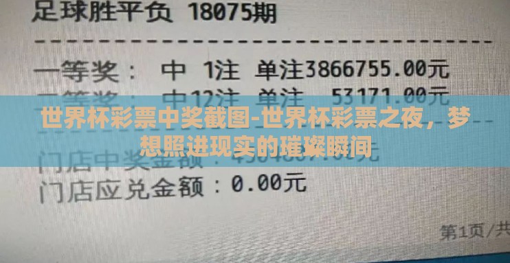 世界杯彩票中奖截图-世界杯彩票之夜，梦想照进现实的璀璨瞬间