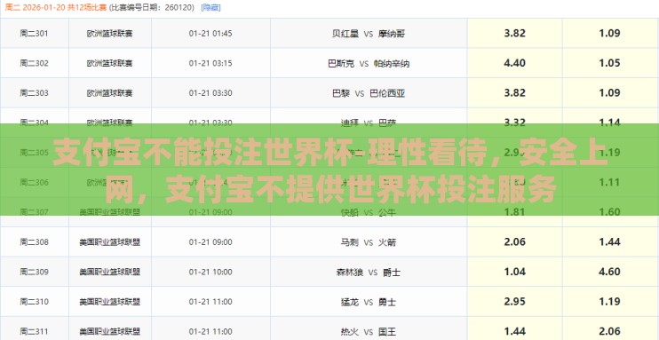 支付宝不能投注世界杯-理性看待，安全上网，支付宝不提供世界杯投注服务