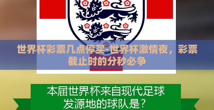 世界杯彩票几点停买-世界杯激情夜，彩票截止时的分秒必争
